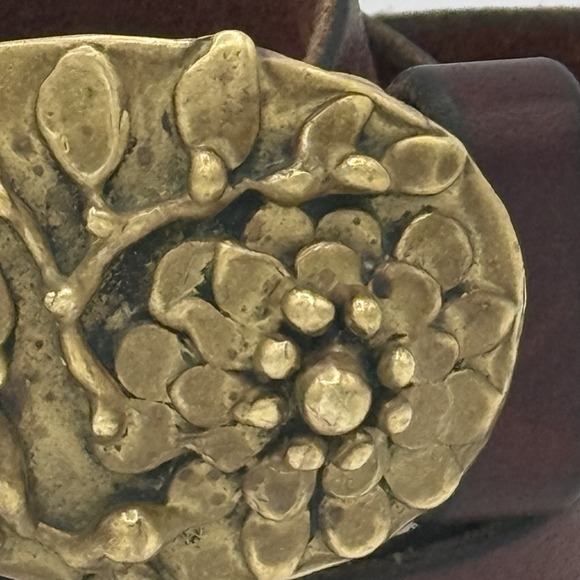 Stephen Burr Flowers Solid Brass MCM 70s Modern Signed/dated Vintage Belt Buckle - Picture 2 of 14